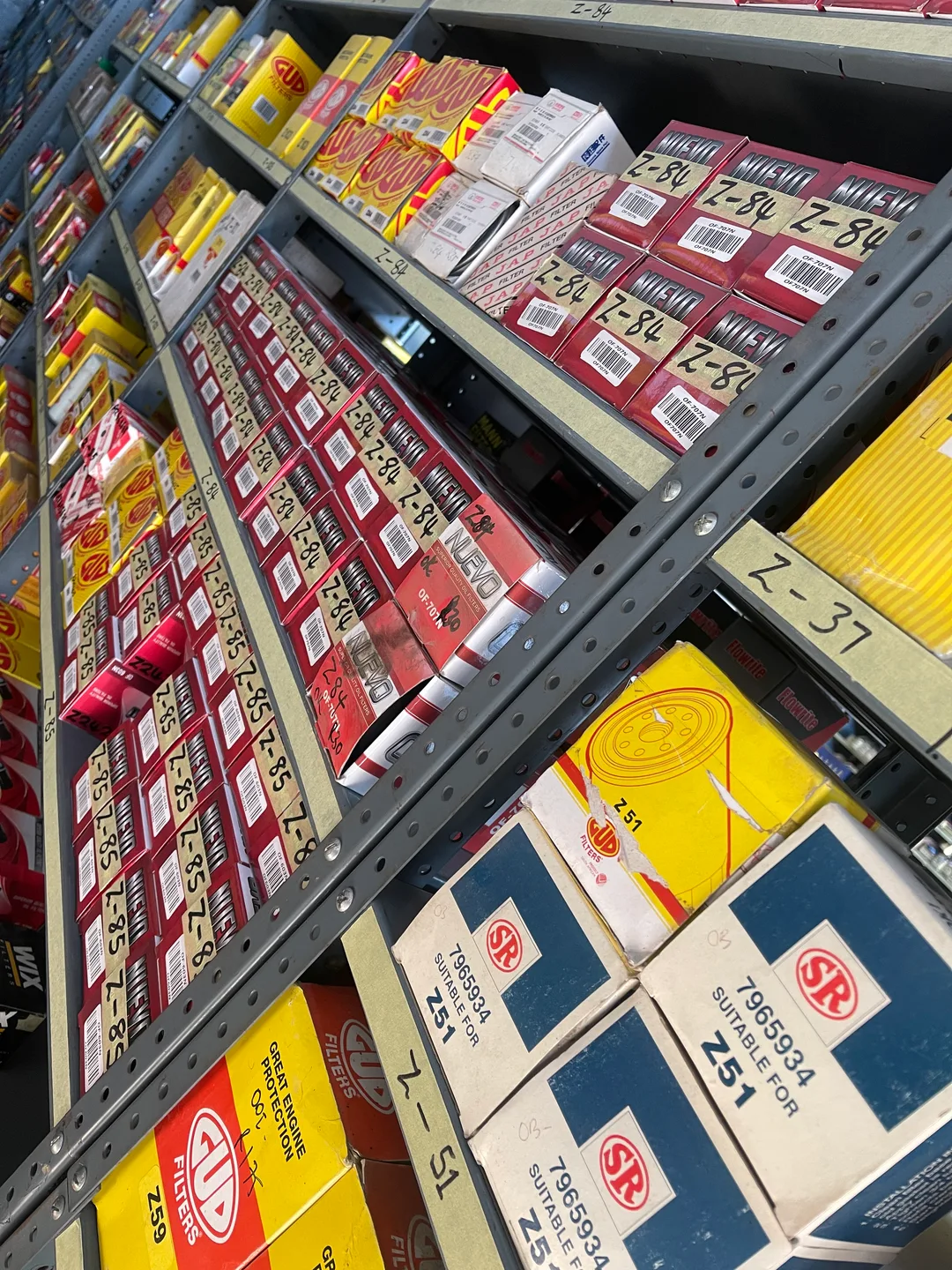 Filters and service products stocked in the shop