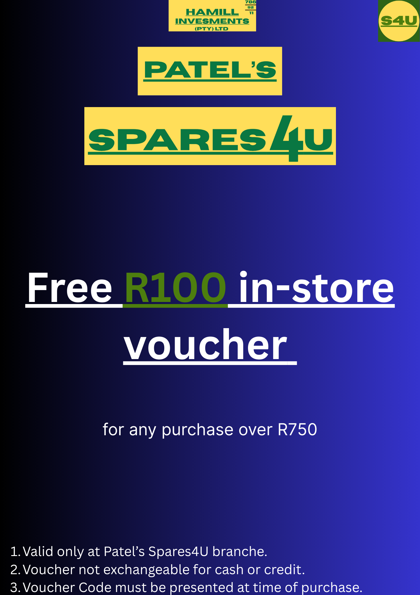 Free R100 in-store voucher — NRS exclusive at Spares4U